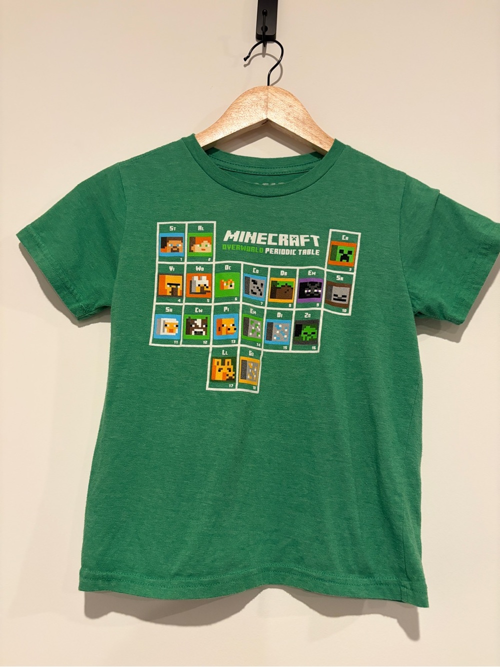 Minecraft 8 Green Periodic Table of Elements Short Sleeve Kids Graphic T-Shirt